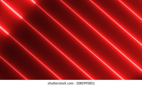 Red Color Neon Light Geometric Glowing Line Animation. Animated Neon Line Motion Background.