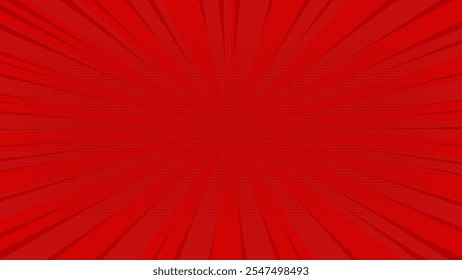 Red Comic Book Burst Background - Dynamic red comic book style background with radial lines and halftone dots. Perfect for superhero themes, action scenes, or retro designs - Powered by Shutterstock