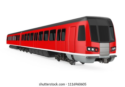 Red Commuter Train Isolated. 3D Rendering