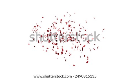 Red Confetti explodes on a white background