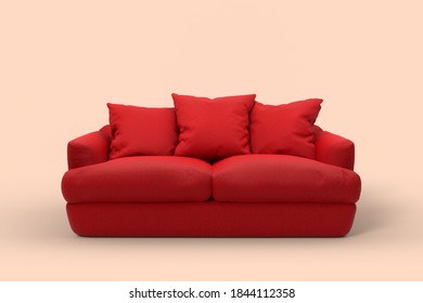 red couch with pillows