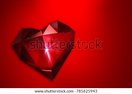 red crystal-heart shape for backdrop or background on Valentine's day. 3D rendering