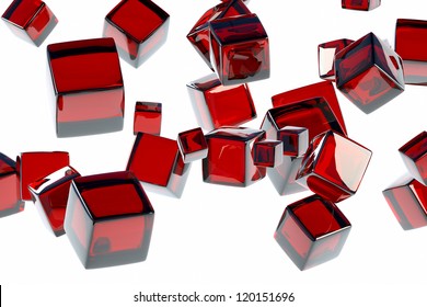Vista frontal cubo rojo