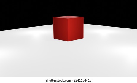 Red Cube with metal material
