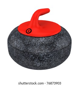 Red curling stone