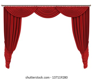 Stage Red Curtaines Flat Realistic White Stock Vector (Royalty Free ...