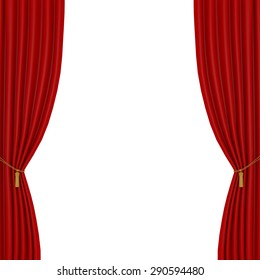 Red Curtains On A White Background