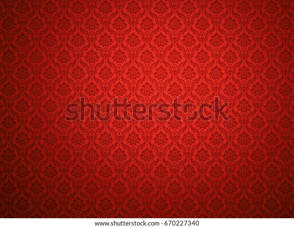 花柄の赤いダマスクの壁紙 のイラスト素材