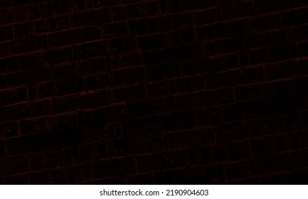 Red Dark Brick Wall High Contrast Background. Brick Wall Decorated