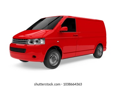 Red Delivery Van Isolated. 3D Rendering