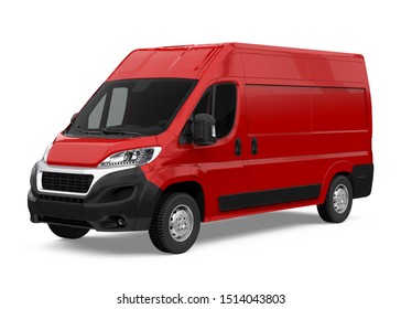 Red Delivery Van Isolated. 3D Rendering