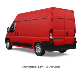 Red Delivery Van Isolated. 3D Rendering