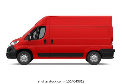 Red Delivery Van Isolated. 3D Rendering