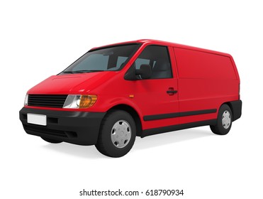 Red Delivery Van Isolated. 3D Rendering