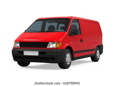 Red Delivery Van Isolated. 3D Rendering