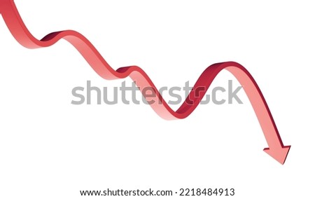 Red descending arrow on isolated background. Financial crisis, recession, decline illustration. 3d rendering. 3d red arrow chart. Zdjęcia stock © 