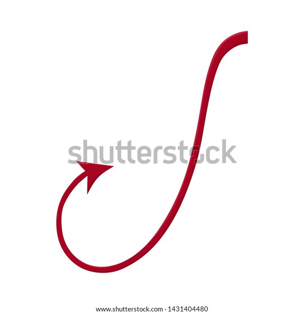 白い背景に赤いデビルの尾 漫画のスタイル デザイン ウェブ向けのクリーンでモダンなイラスト のイラスト素材
