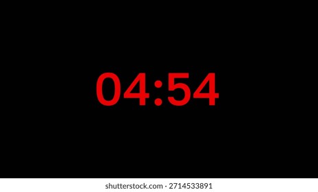 A red digital clock displaying the time 04:54 on a black background with a bold and minimal Clear details and vibrant colors enhance visual appeal.