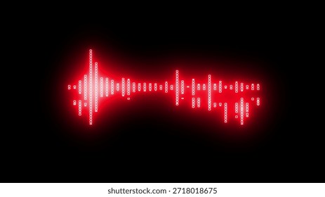Red digital sound wave with binary code pattern on black backgro
