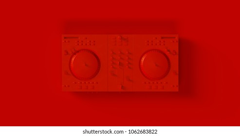 Red DJ Decks 3d Illustration	