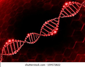 Red DNA Helix Molecular Background