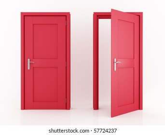 Red Door Isolated  With Clipping Path -rendering