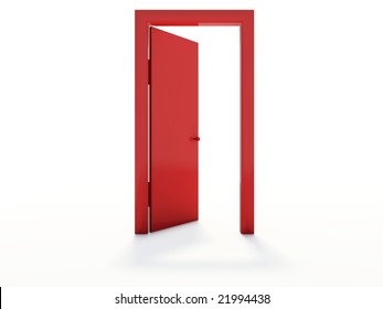 Red Door Isolated On White