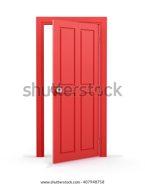 Red Door On White Background 3d Stock Illustration 407948758