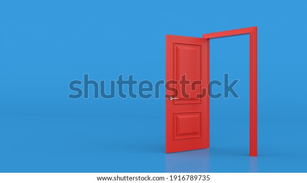 Red Door Open Entrance Blue Background Stock Illustration 1916789735 ...