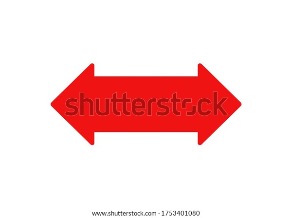 白い背景に赤い両向き矢印イラスト方向イラスト方向ナビゲーションシンボル側面図 のイラスト素材