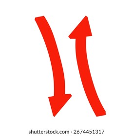  red up and down arrows icon on white background

