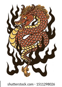 Red Dragon Black Fire Japanese Style Stock Illustration 1511298026 ...