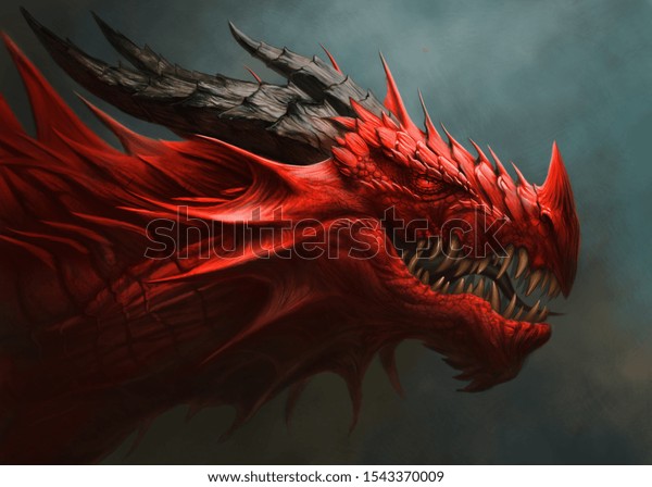 Red dragon portrait.\
Digital painting.