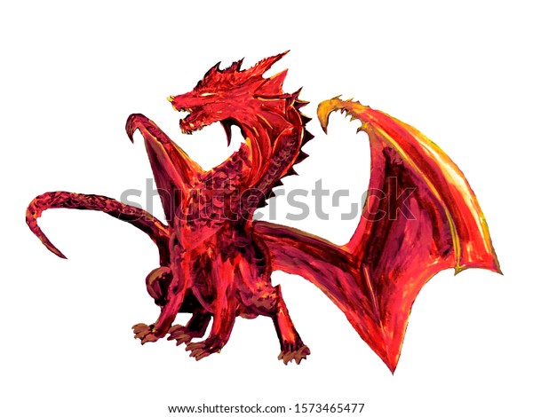 Red Dragon Wings Tail Isolated On Stock Illustration 1573465477