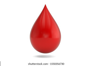 Red drop shape 3D rendering isolated on white background