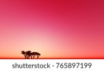 Red dusk one tree 3D render