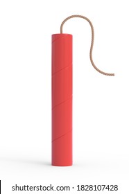 Palos de dinamita roja, TNT con mecha aislada sobre fondo blanco. Suministros explosivos. Ilustración 3D Ilustración de stock