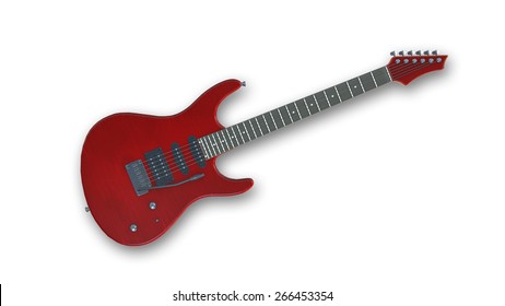 Red Electric Guitar Isolated On White Background