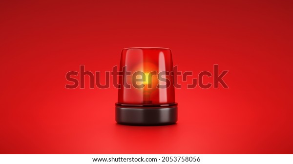 Red emergency siren urgency alert and security
police attention light signal or beacon flash ambulance rescue
danger alarm sign on car warning background with traffic glowing
bulb accident. 3D
render.