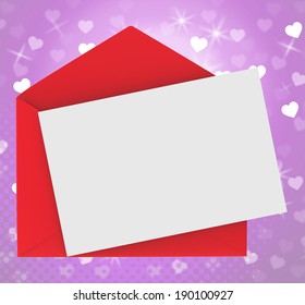Red Envelope With Note card Showing Romance Dating And Love