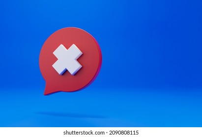 Red error message bubble minimal icon Symbol in 3D rendering isolated on blue background