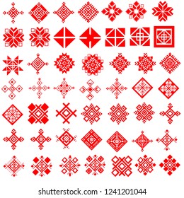 Red Ethnic Slavic Pattern On White Background