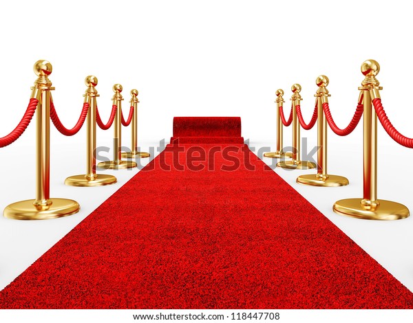 red event\
carpet isolated on a white\
background