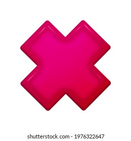 Red Ex Sign Icon Art Illustration Design. Big Red Plus Symbol 3d Illustration.