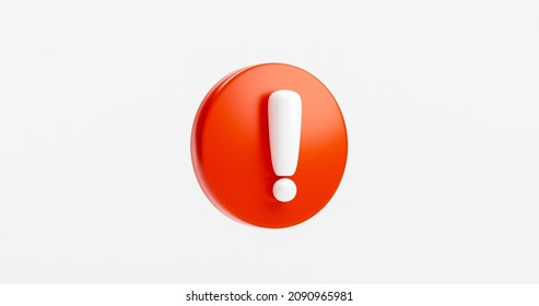 Red Exclamation Circle Sign Warning Or Danger Risk Message Alert Problem Icon Background Concept 3D Rendering