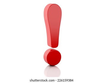 Red Exclamation Mark. 3d Illustration