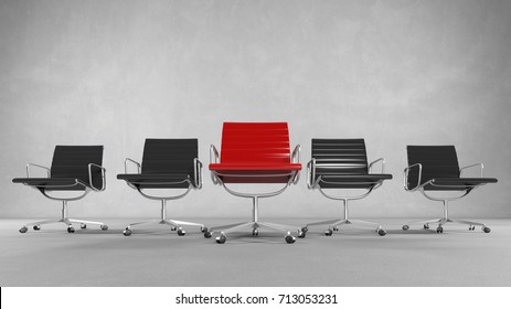 Red Executive Business Chief Chair As Success And Leadership Concept (3D Rendering)
