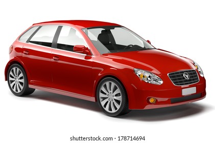 Red Family 3D Car