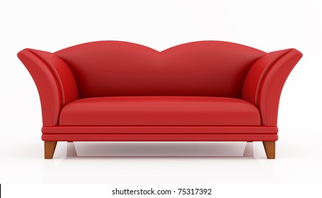 Red Fashion Couch Isolated On White - Rendering