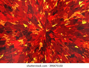 Red Fire Burst And Broken Elements Background